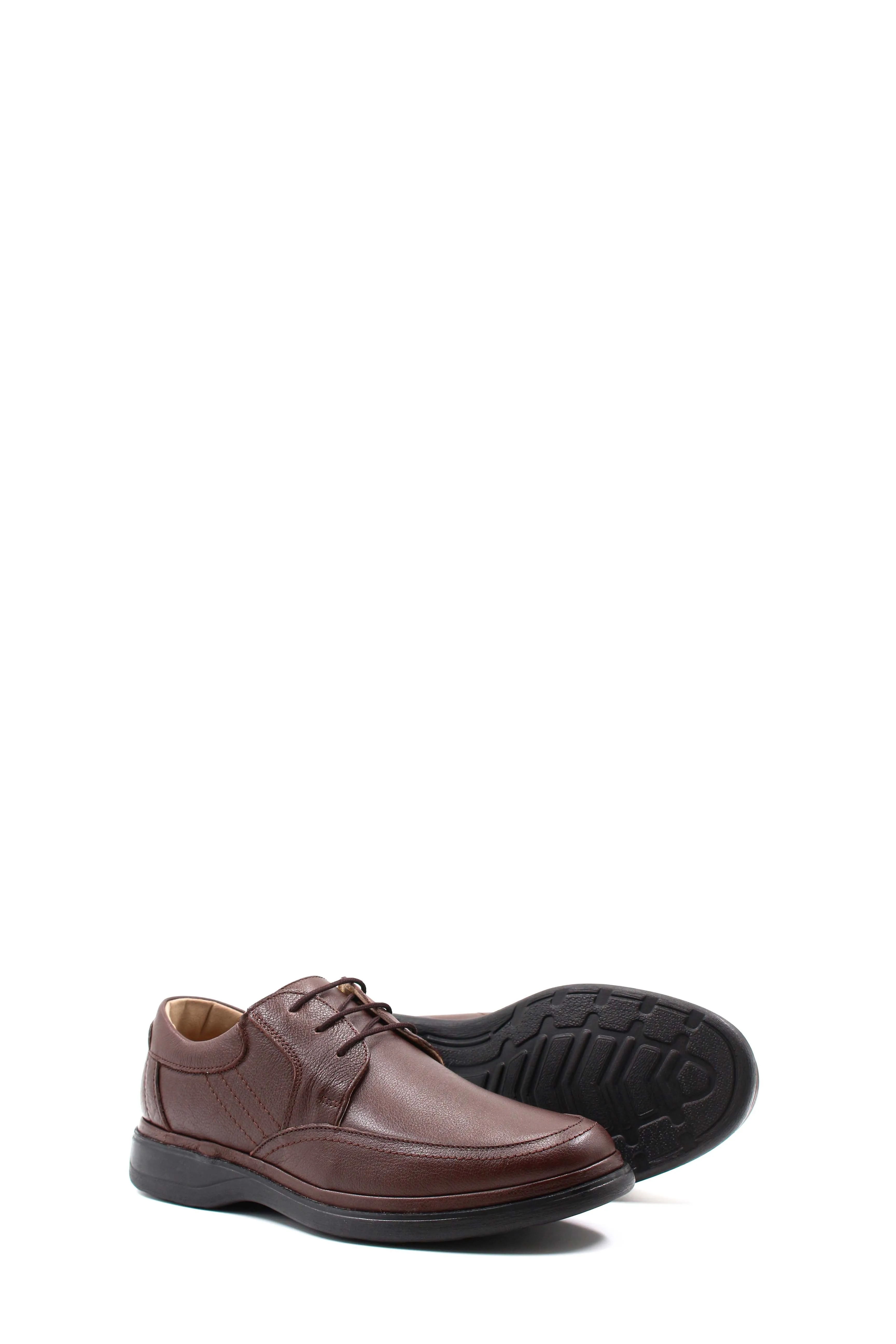 Men's Brown Leather Derby Shoes with Cushioned Sole - Wessi