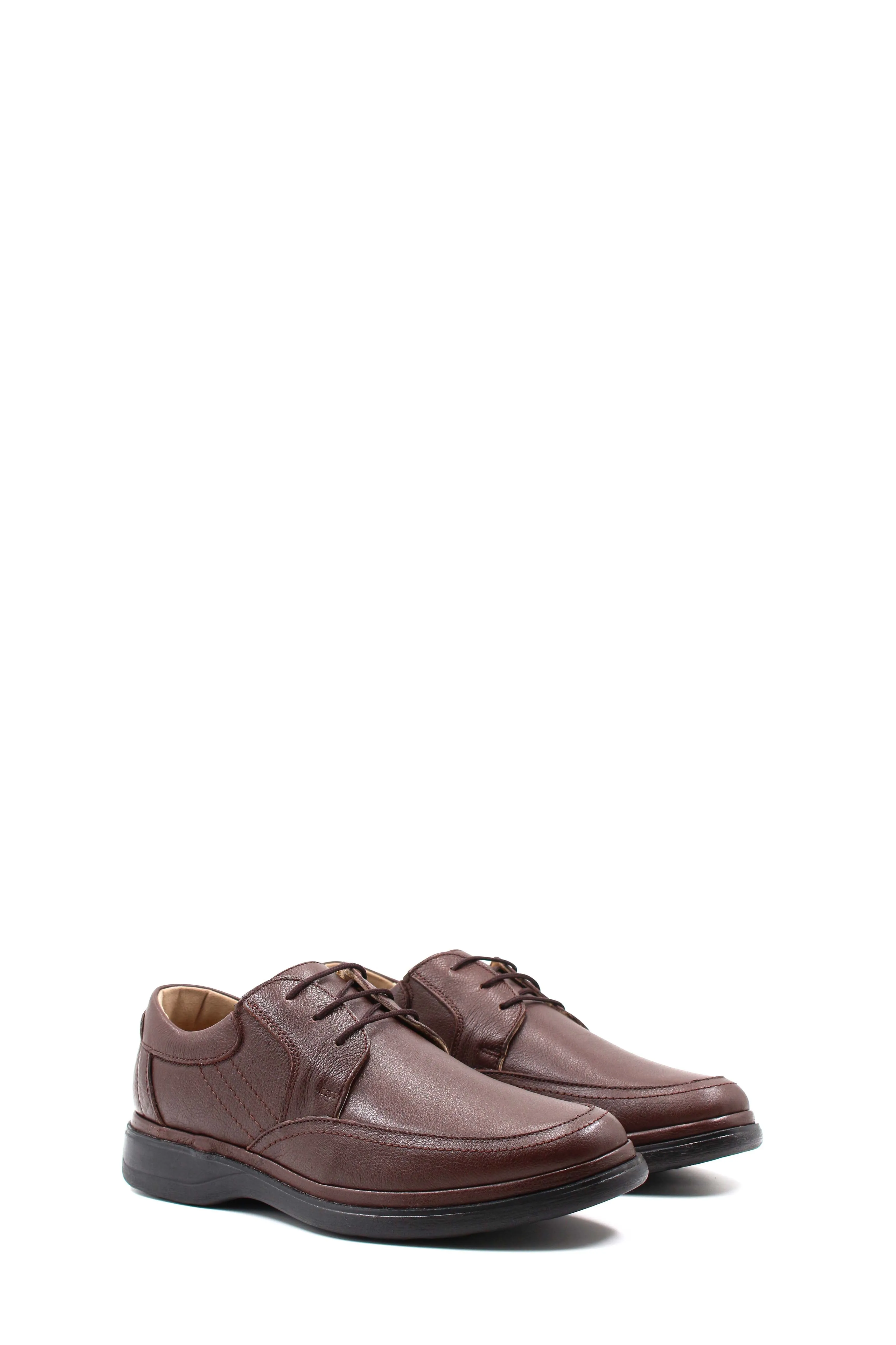 Men's Brown Leather Derby Shoes with Cushioned Sole - Wessi