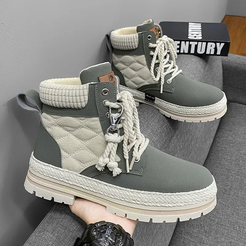 Men's Padded Boots with Rope Laces