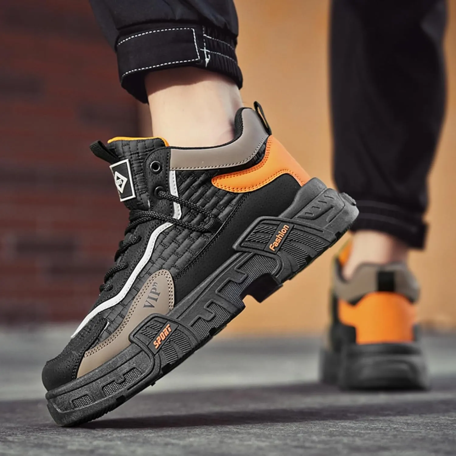 Mens Retro Leather Lace Up Platform Sneakers Casual Non-Slip Shock Absorbing Heighten Fashion Walking Workout Driving Shoes