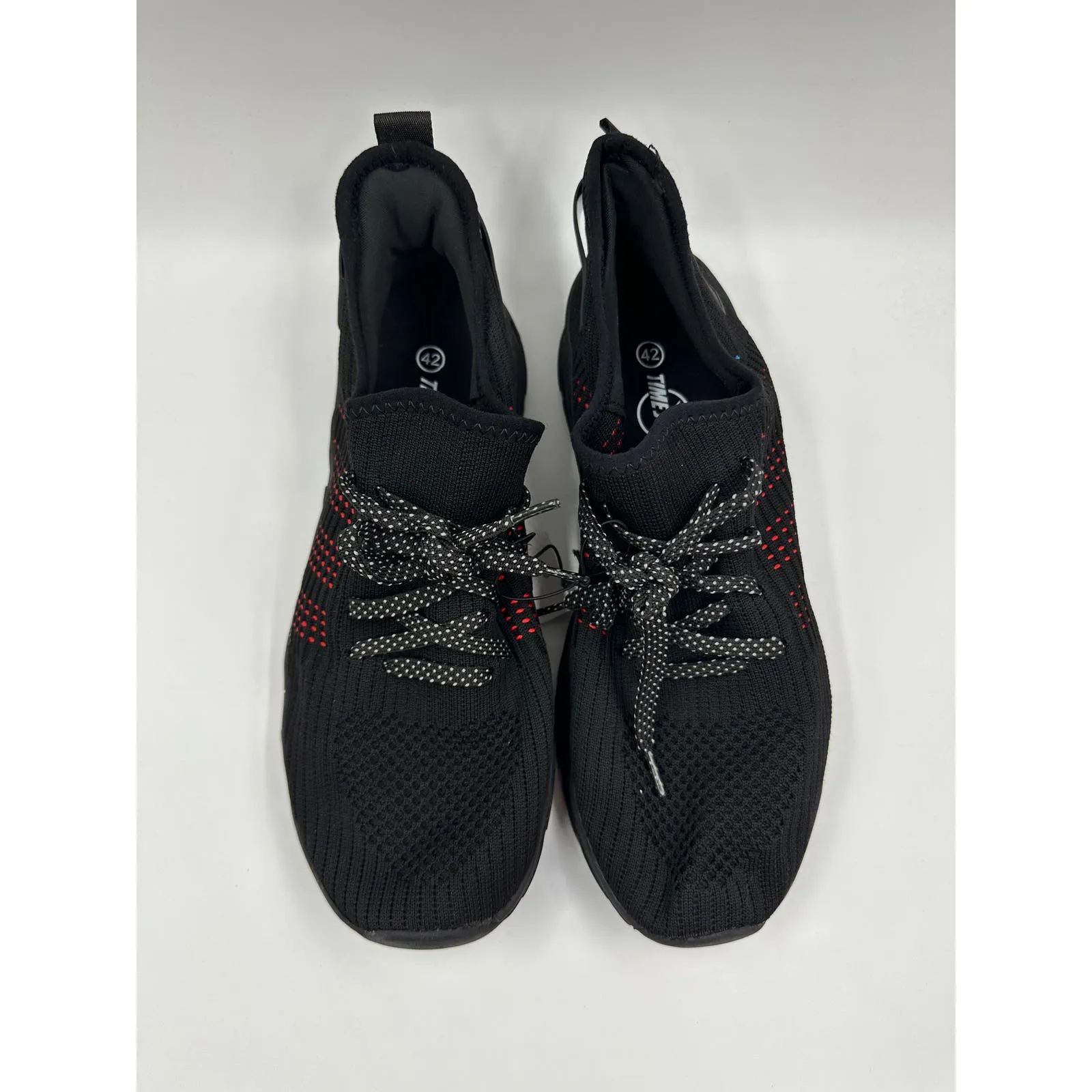 Men's Size 10, Black and Red Knit Top Running Sneakers