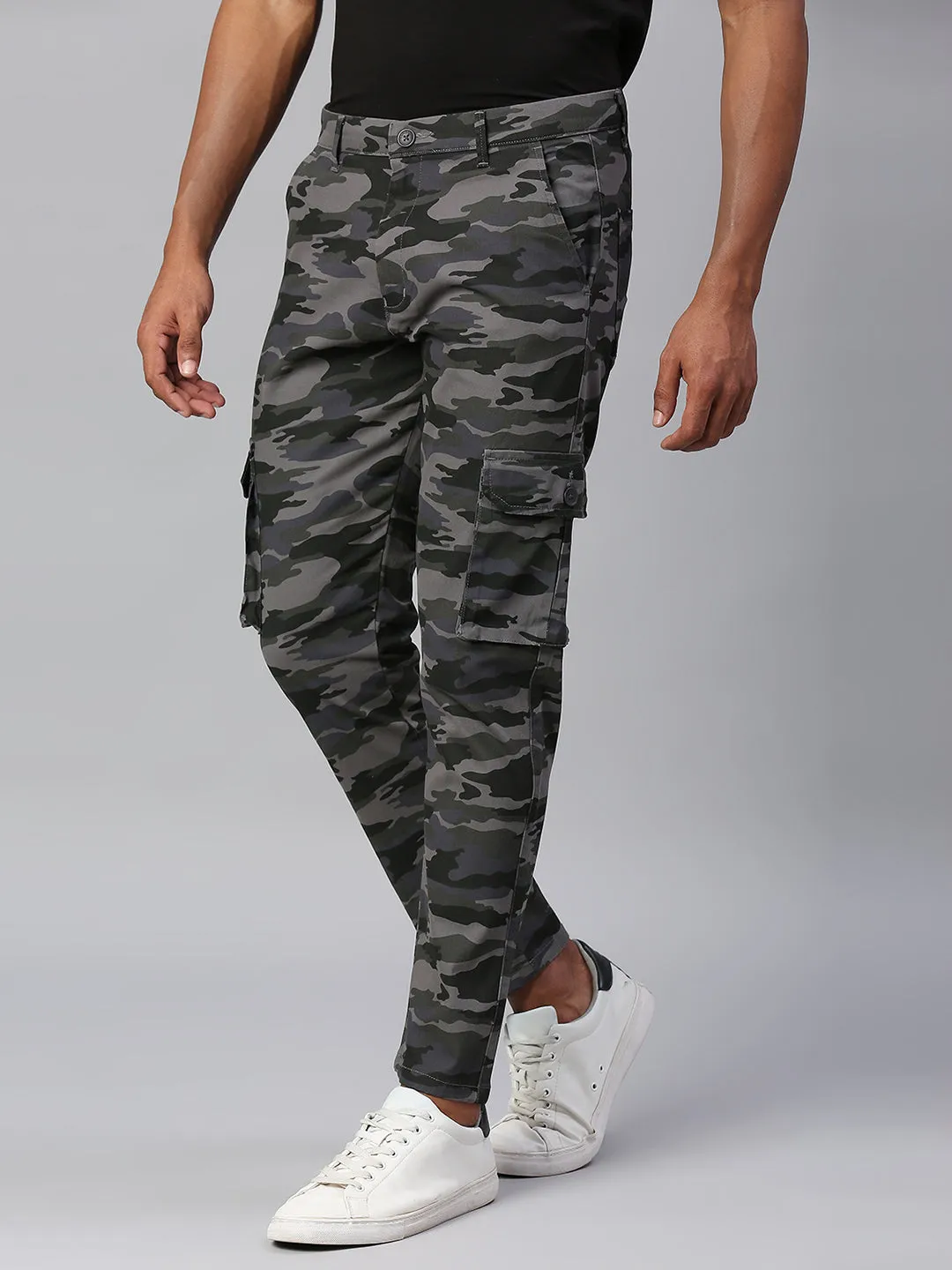 Men's Tapered Fit Camouflage Cotton Cargo (Natural Grey)