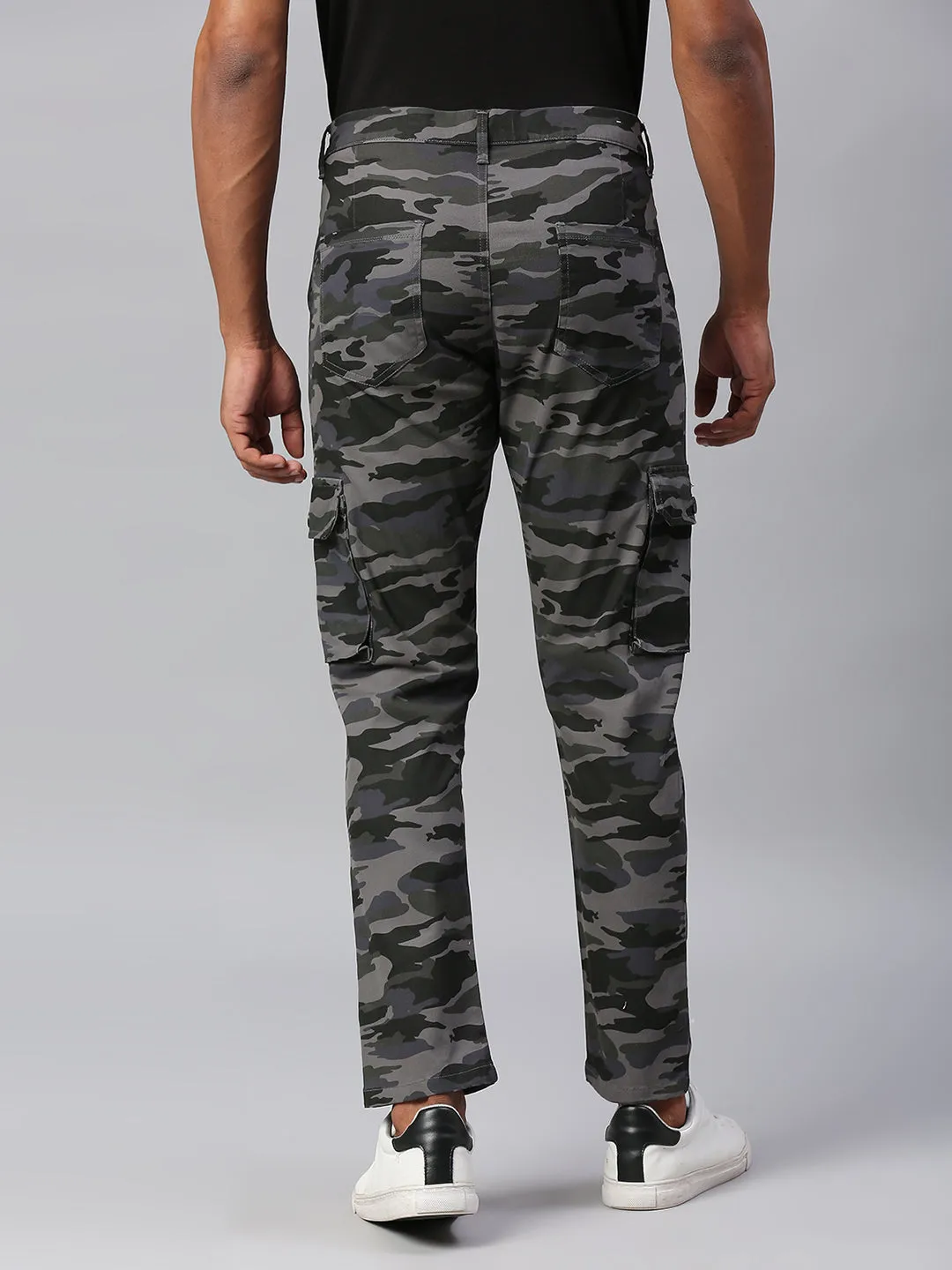 Men's Tapered Fit Camouflage Cotton Cargo (Natural Grey)
