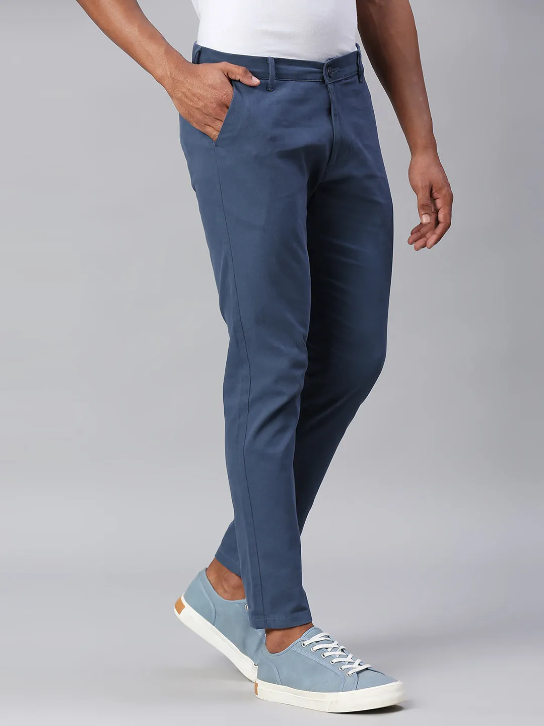 Men's Tapered Fit Cotton Chinos (Petrol Blue)