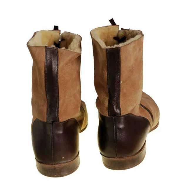 Mens Vintage Sherpa Suede 2-Tone Boots 1940S Mens Size 8.5 NIB Wannigan