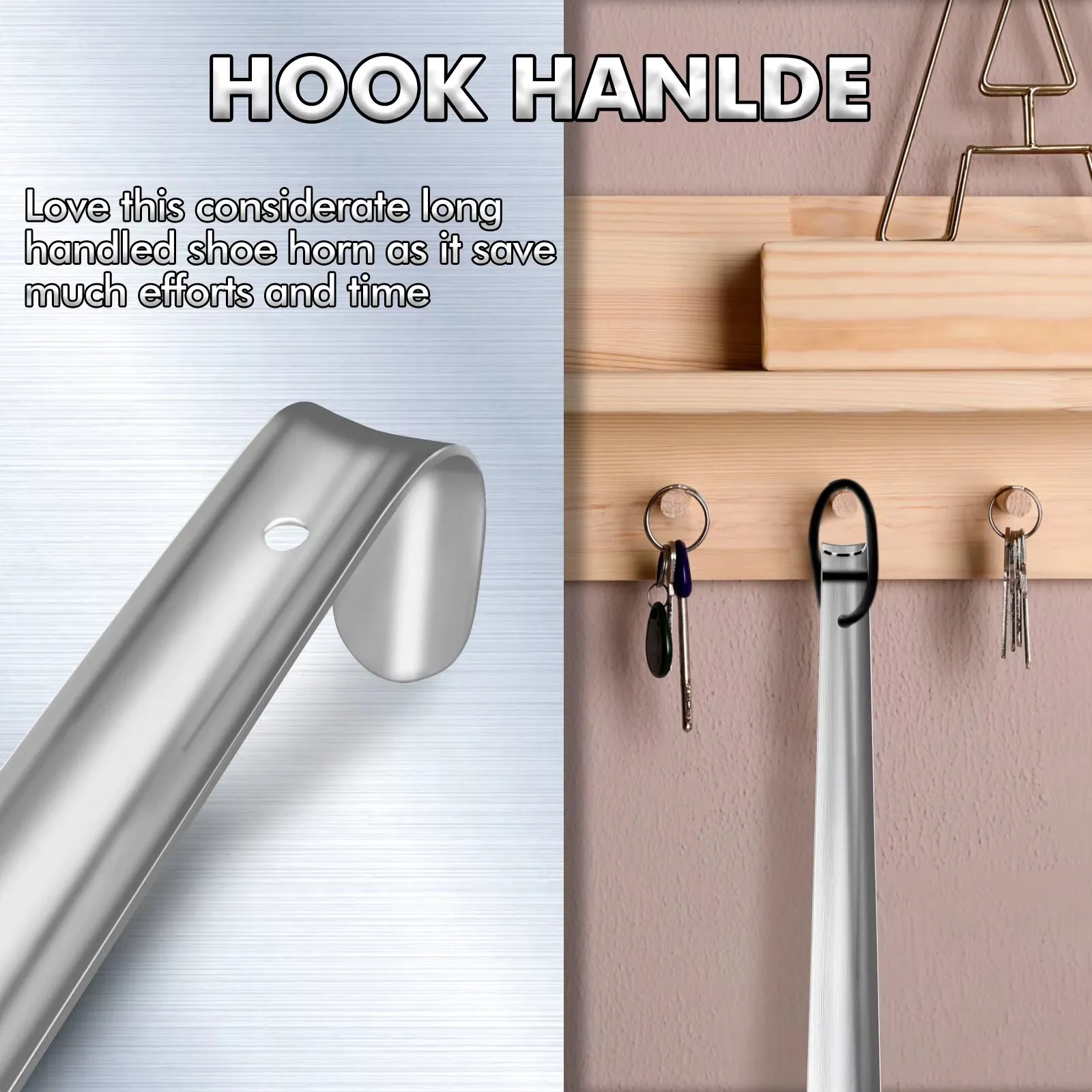 Metal Long Handle Shoe Horns 16.5" Shoe Horn Extra Long Shoe Horn for Seniors Shoe Spoon Professional Aid Tool Shoe Accessories