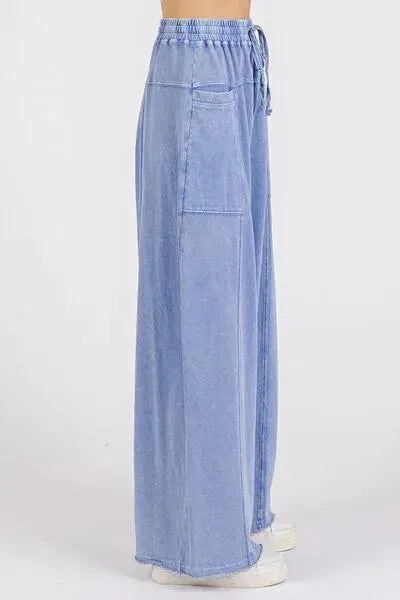 Mittoshop Mineral Wash Elastic Waist Baarrel Leg Baggy Pants