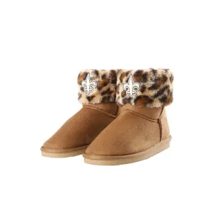 New Orleans Saints NFL Womens Cheetah Fur Boots