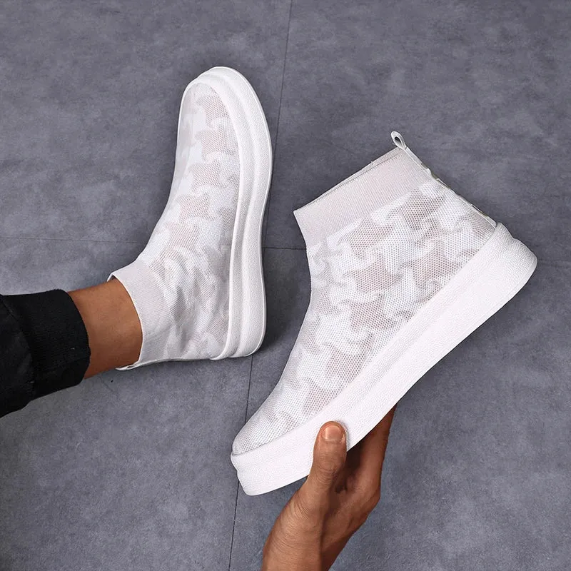 New Thousand Bird Grid Breathable Casual Shoes, Mid Top Versatile Sports Shoes, Comfortable Women's Shoes, Short Boots