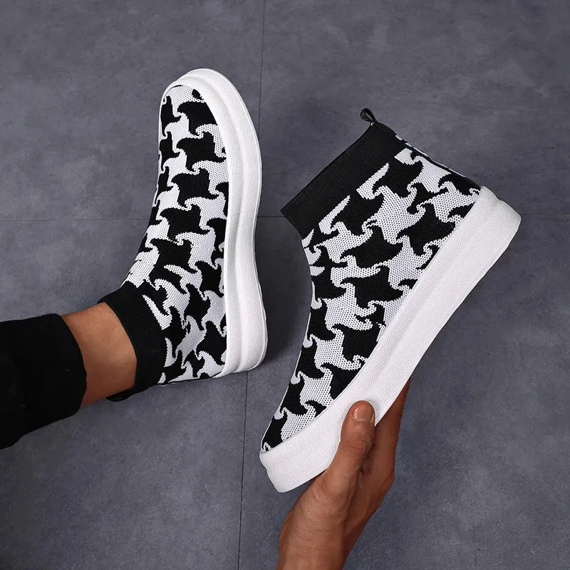 New Thousand Bird Grid Breathable Casual Shoes, Mid Top Versatile Sports Shoes, Comfortable Women's Shoes, Short Boots