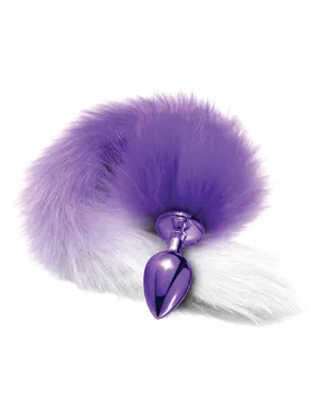 Nixie Metal Butt Plug with Faux Fur Tail - Purple Metallic