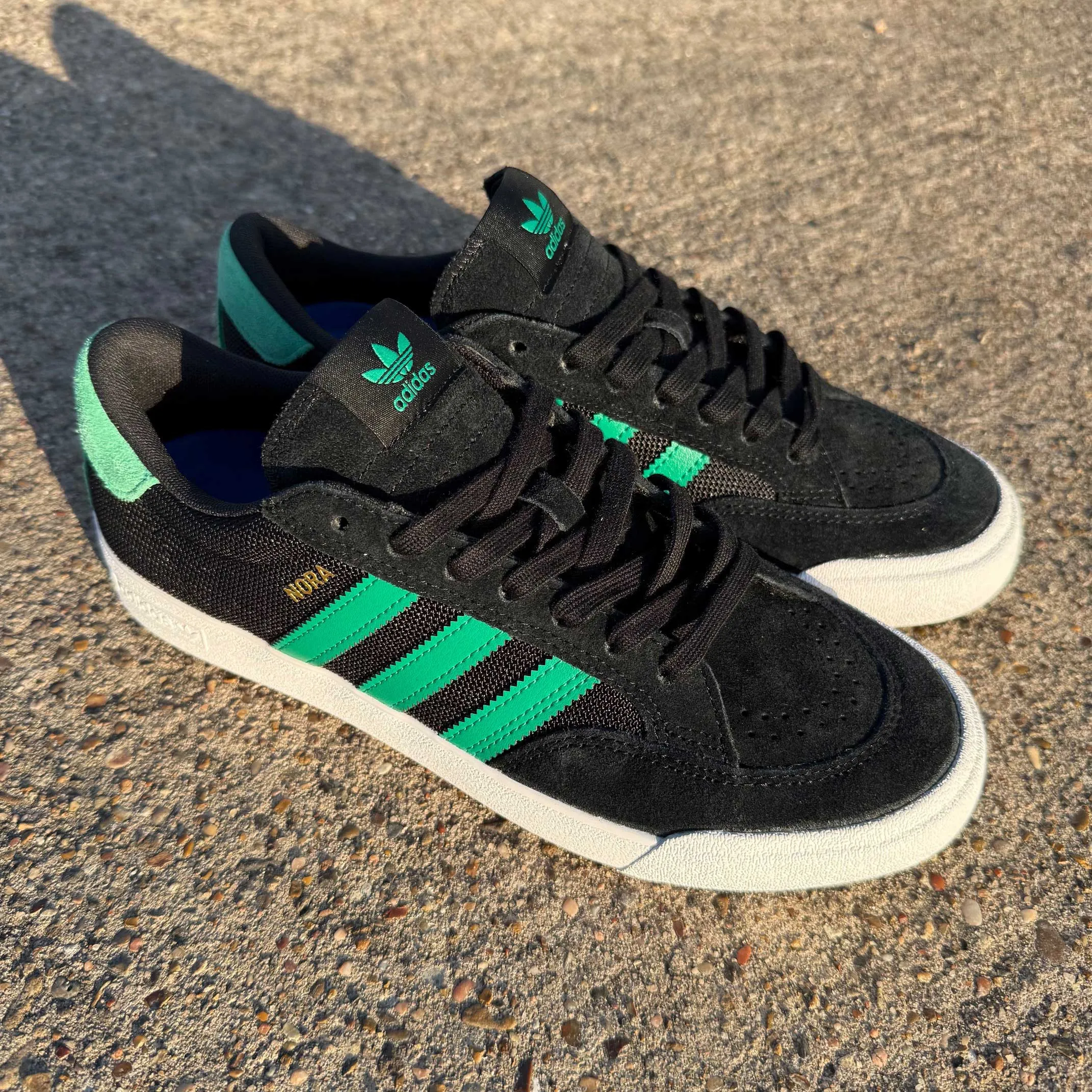 Nora Black Green Suede Adidas Skateboarding Shoes