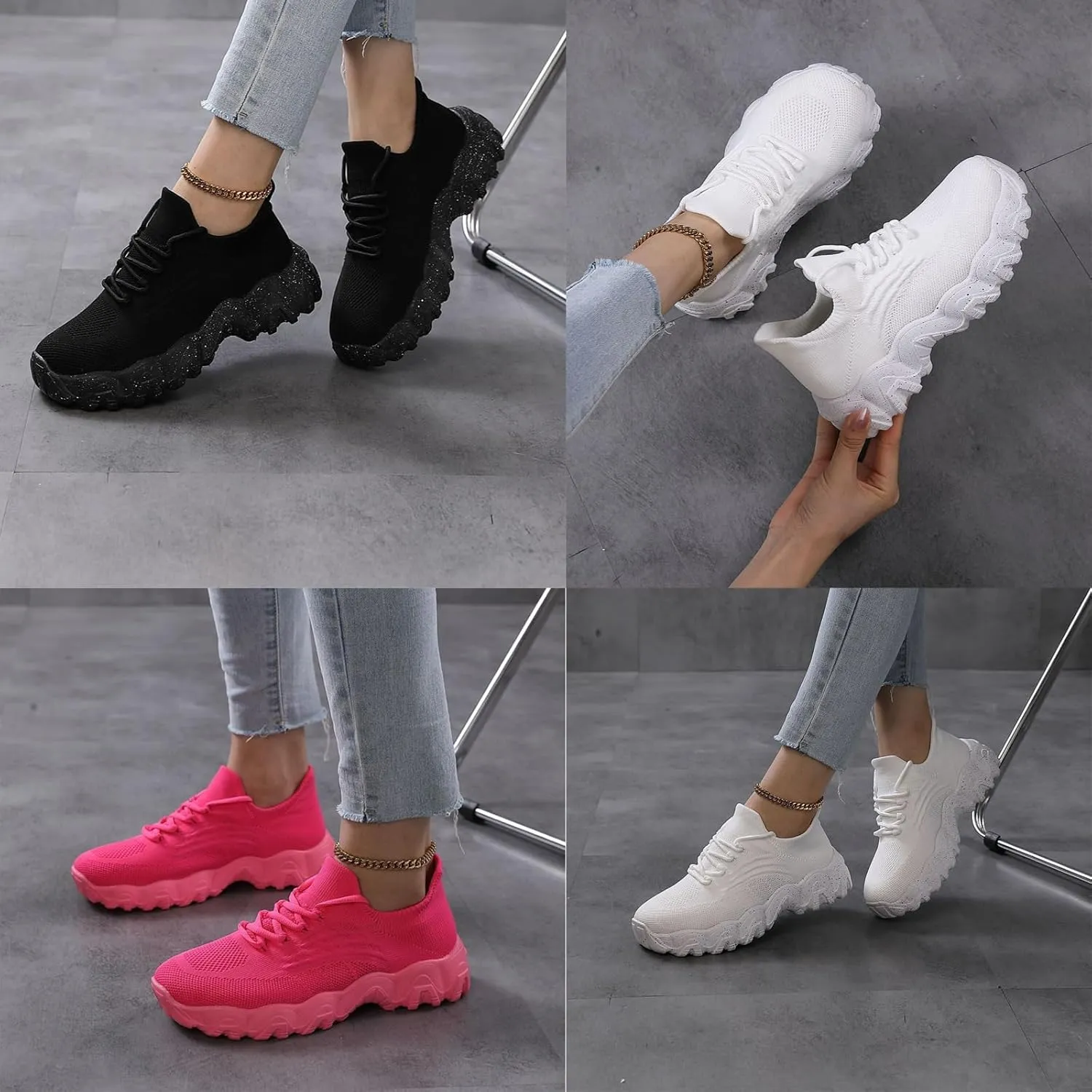 Nurse Babe Orthopedic Work Shoes, Breathable Mesh Sneakers, Non-Slip Lightweight Walking Shoes for Women