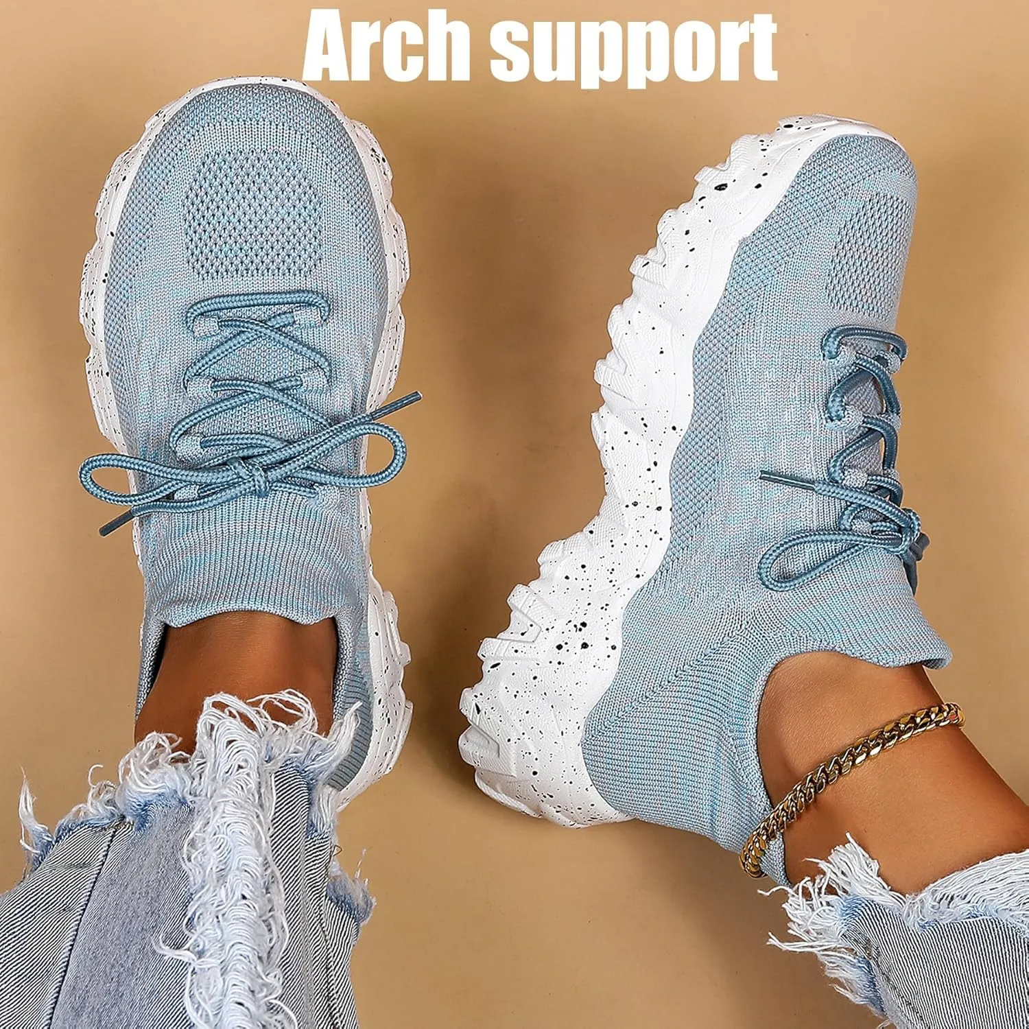 Nurse Babe Orthopedic Work Shoes, Breathable Mesh Sneakers, Non-Slip Lightweight Walking Shoes for Women