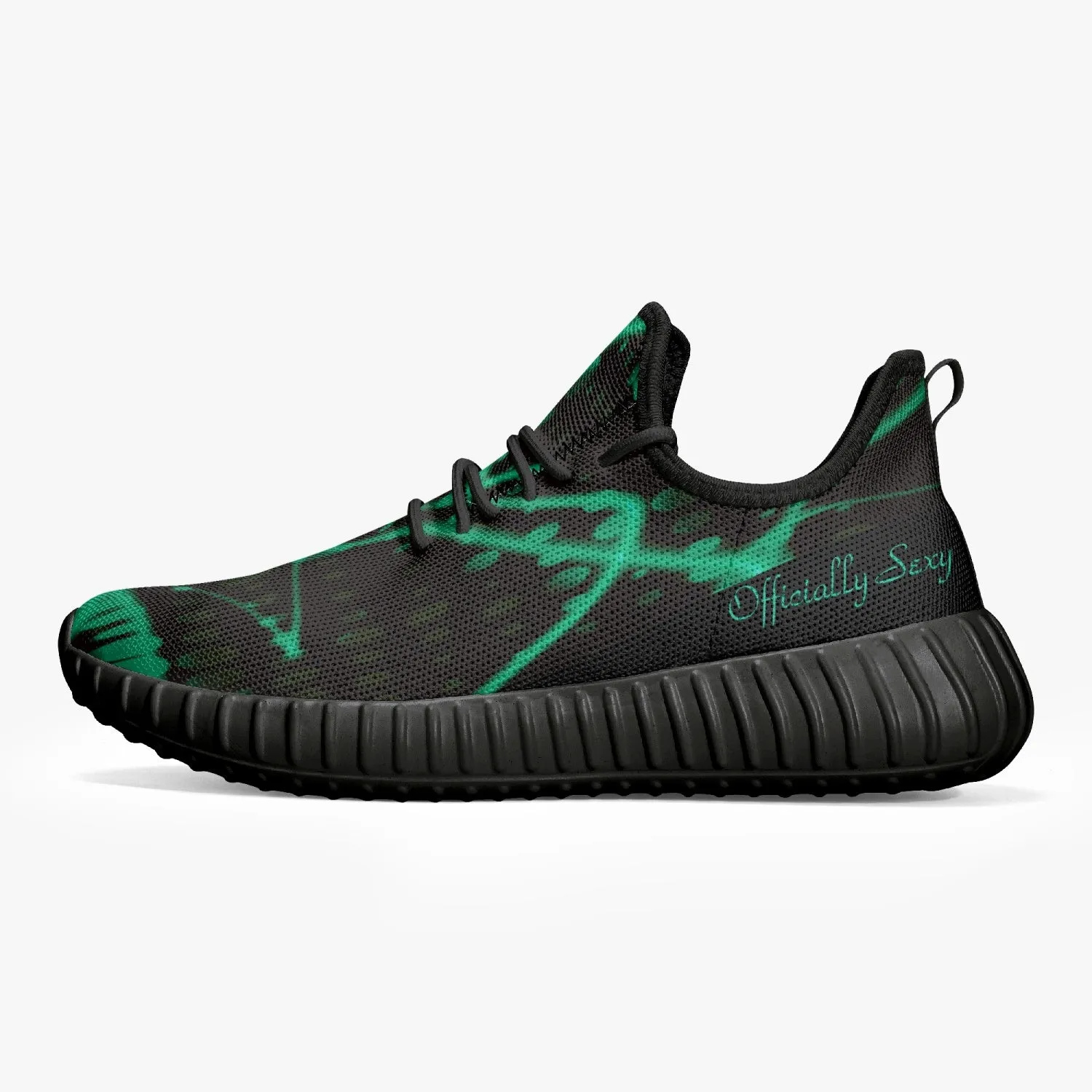 Officially Sexy Baby Mint & Black Laser Print Mesh Knit Sneakers - With White or Black Sole