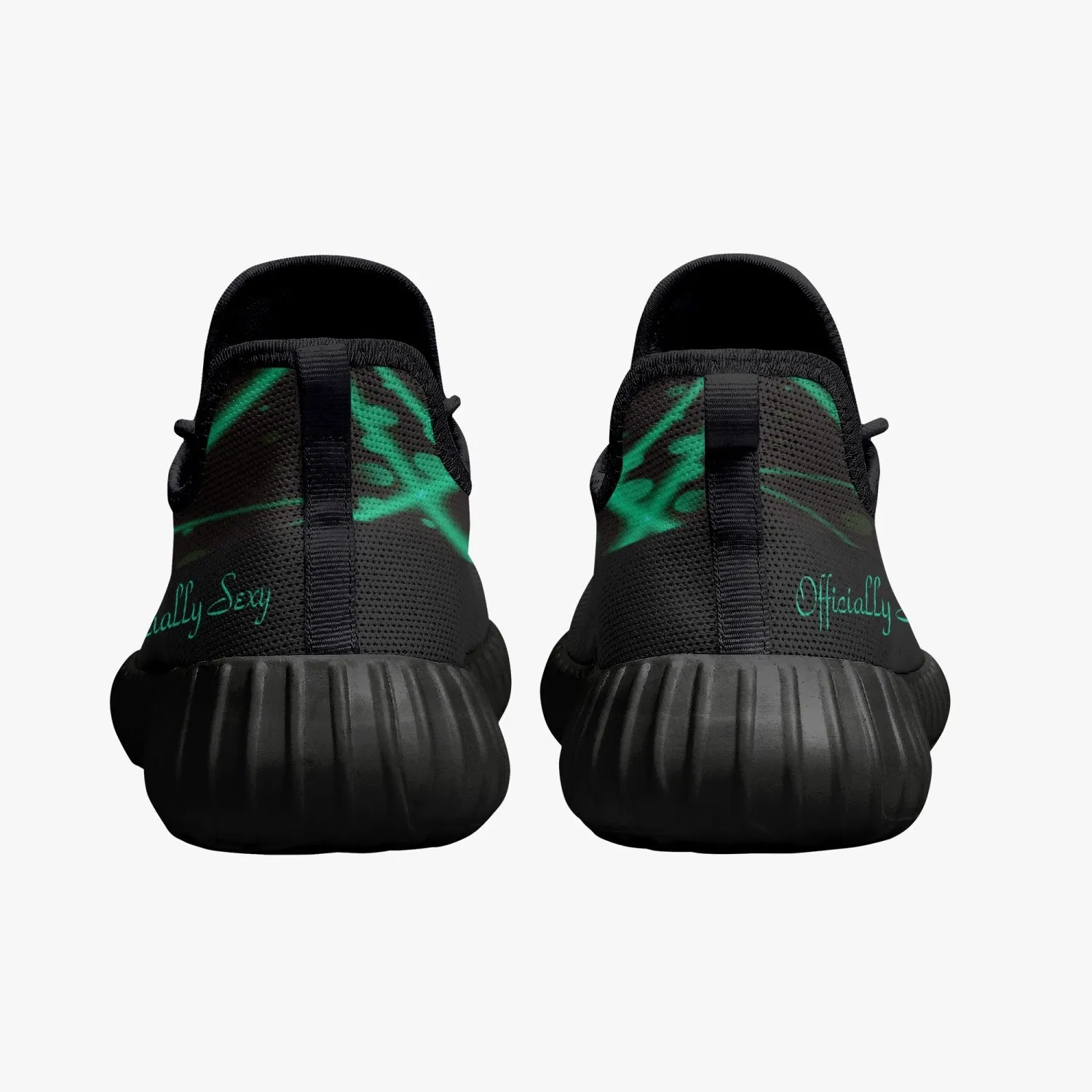 Officially Sexy Baby Mint & Black Laser Print Mesh Knit Sneakers - With White or Black Sole