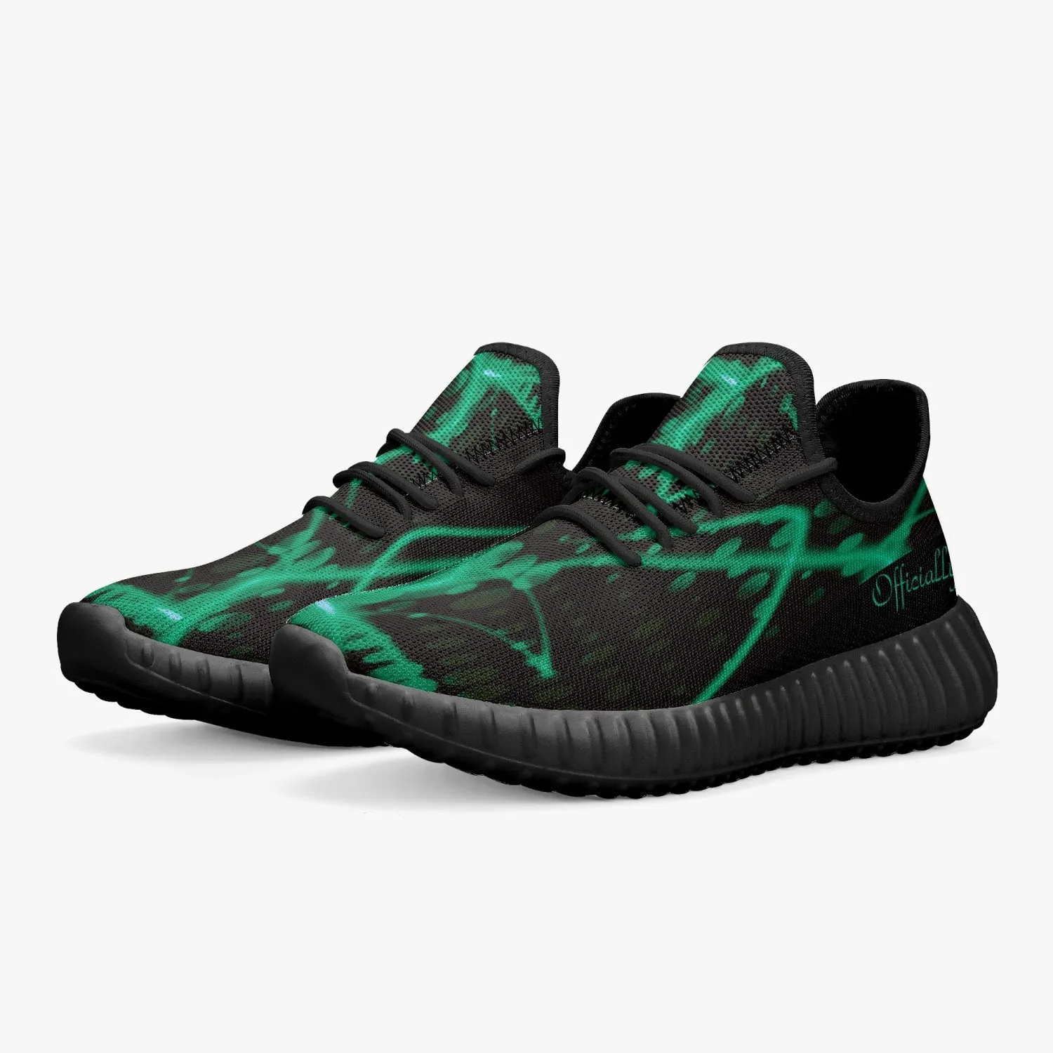 Officially Sexy Baby Mint & Black Laser Print Mesh Knit Sneakers - With White or Black Sole