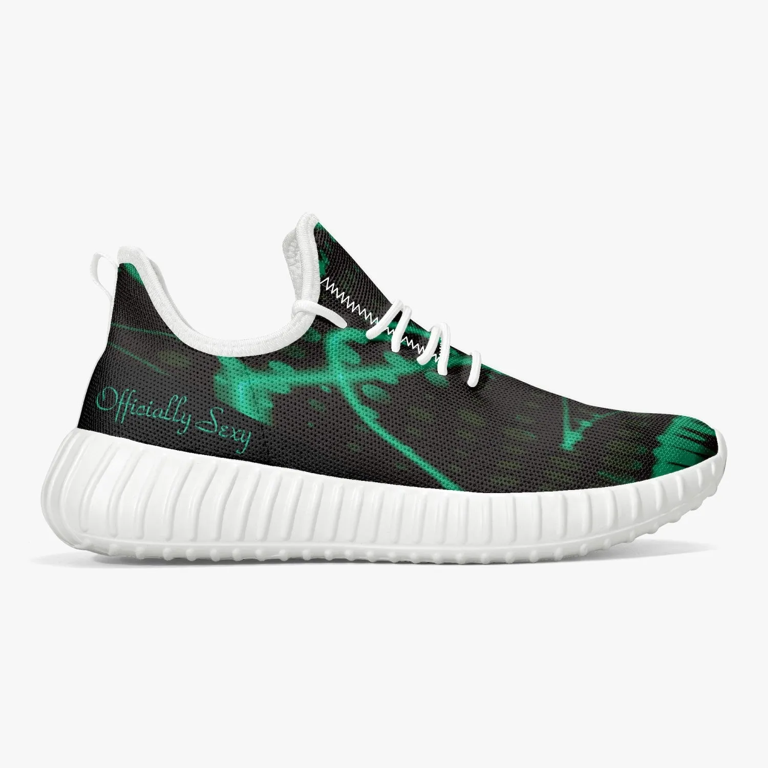 Officially Sexy Baby Mint & Black Laser Print Mesh Knit Sneakers - With White or Black Sole