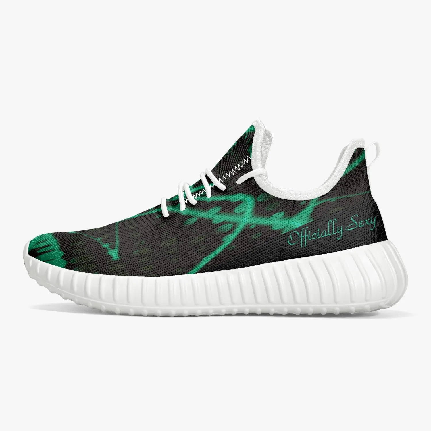 Officially Sexy Baby Mint & Black Laser Print Mesh Knit Sneakers - With White or Black Sole
