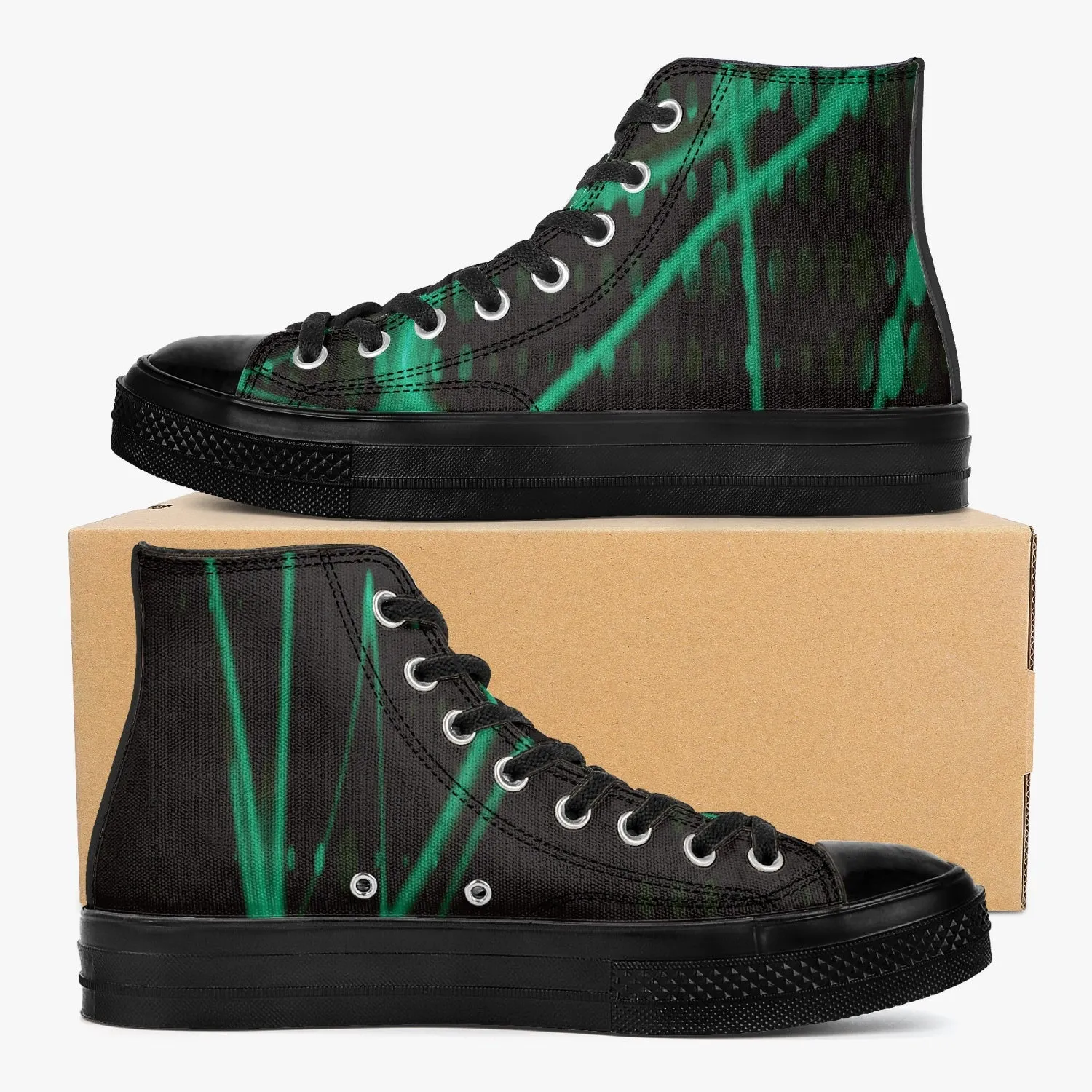 Officially Sexy Mint Laser High-Top Canvas Shoes - Black