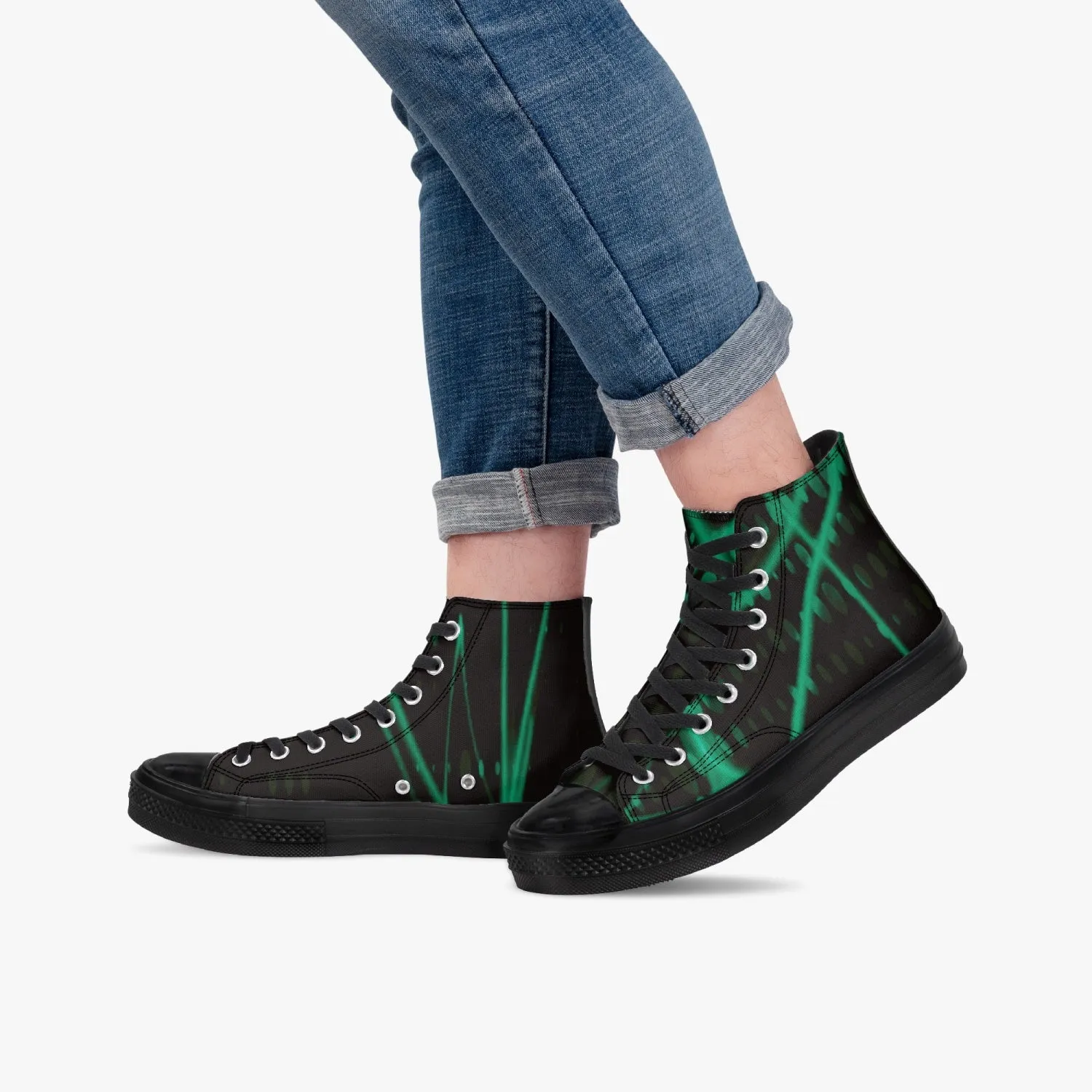 Officially Sexy Mint Laser High-Top Canvas Shoes - Black