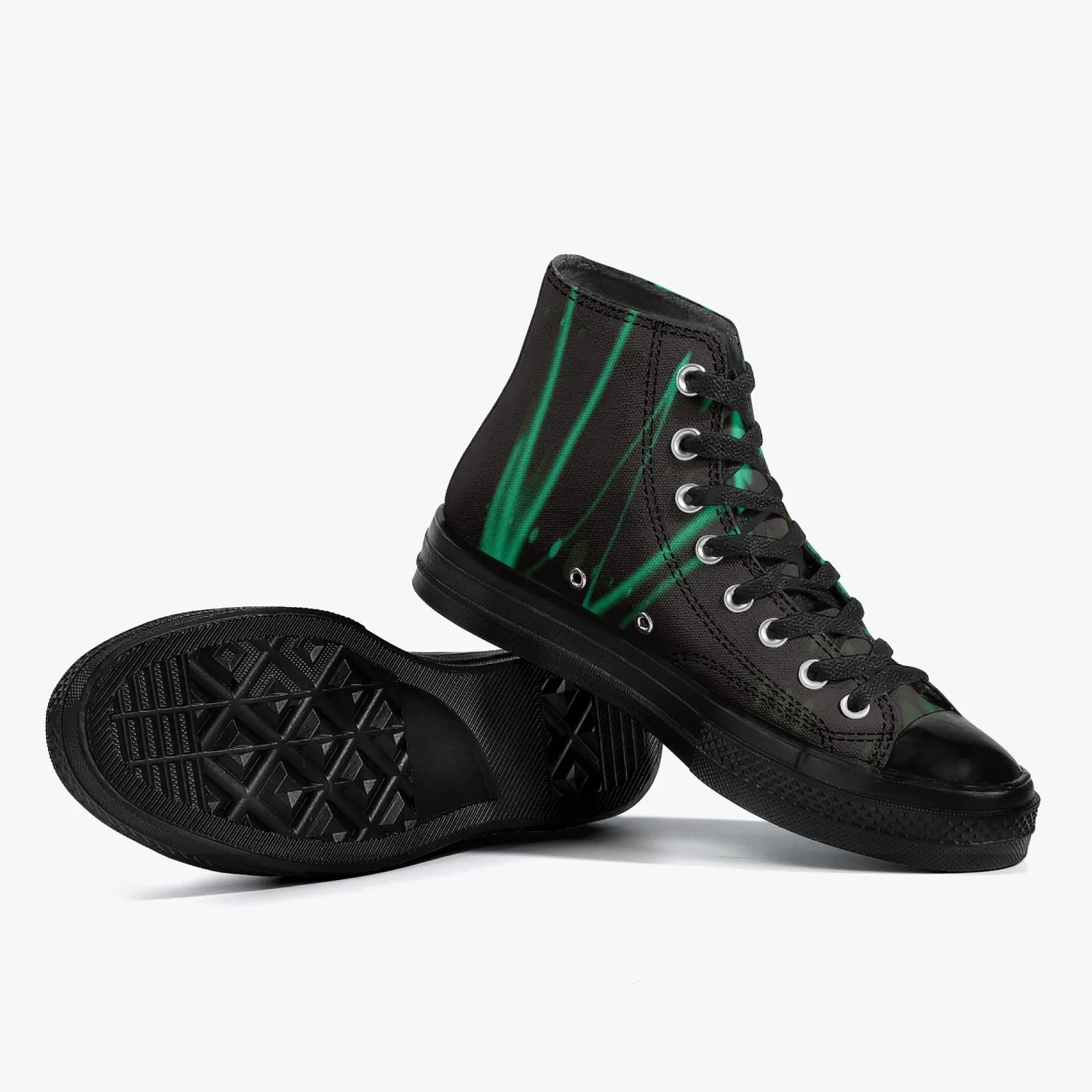 Officially Sexy Mint Laser High-Top Canvas Shoes - Black