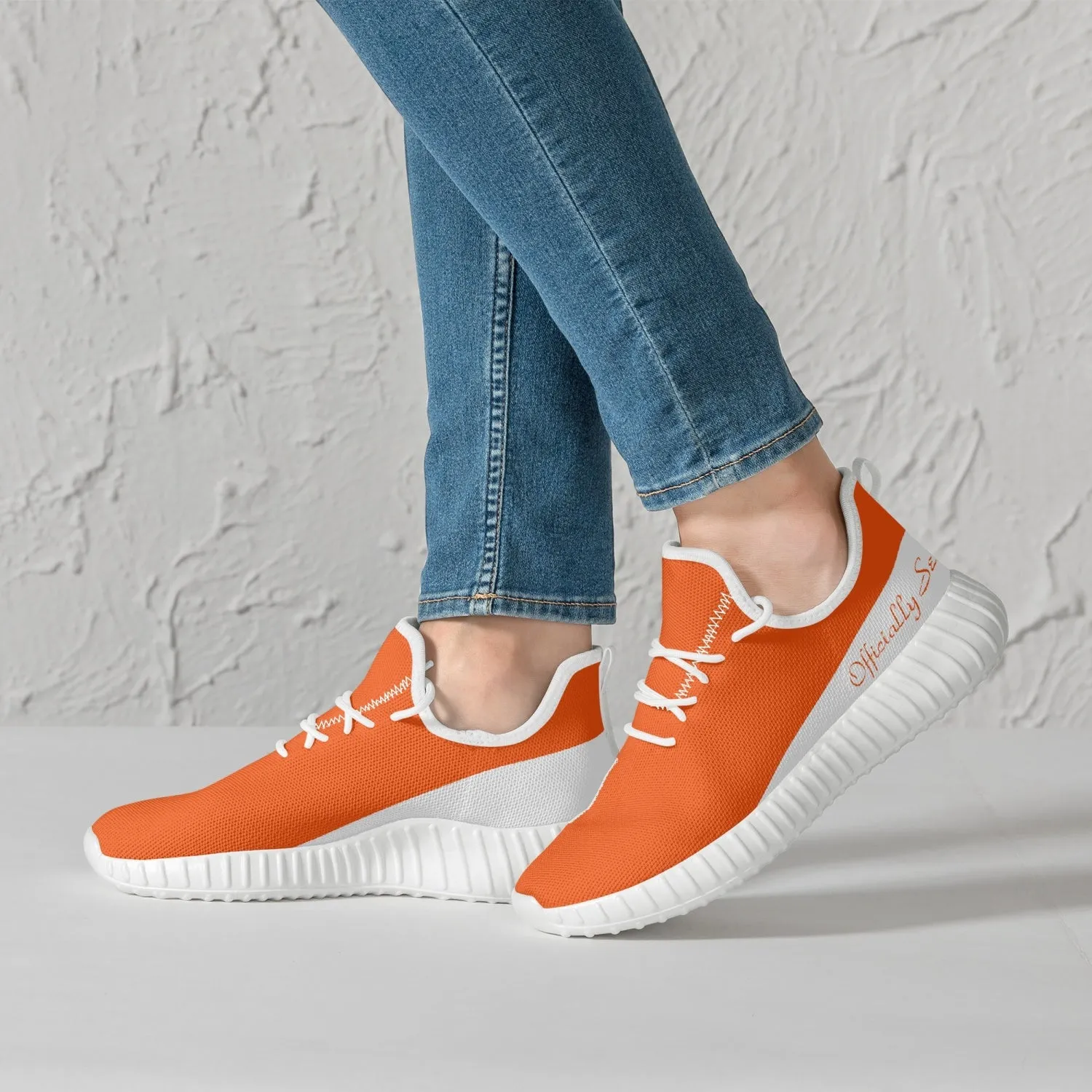 Officially Sexy Orange & White Laser Mesh Knit Sneakers - With White or Black Sole
