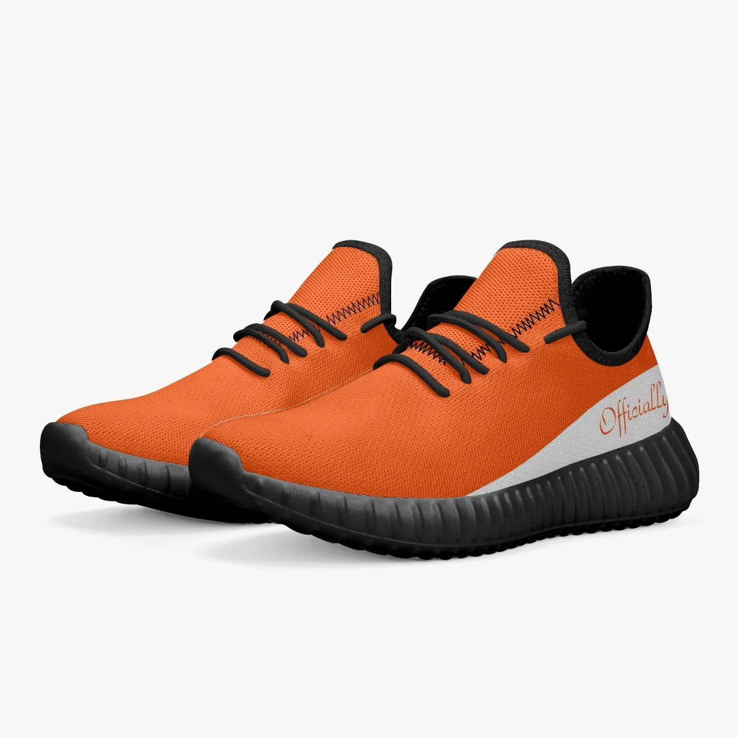Officially Sexy Orange & White Laser Mesh Knit Sneakers - With White or Black Sole