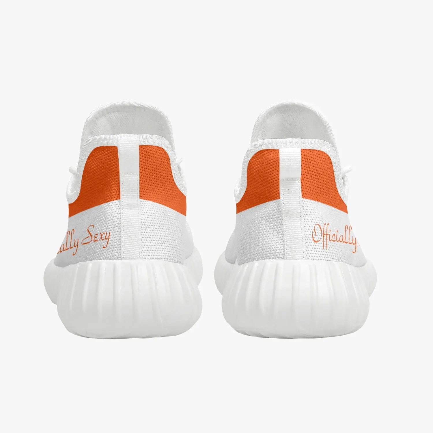 Officially Sexy Orange & White Laser Mesh Knit Sneakers - With White or Black Sole