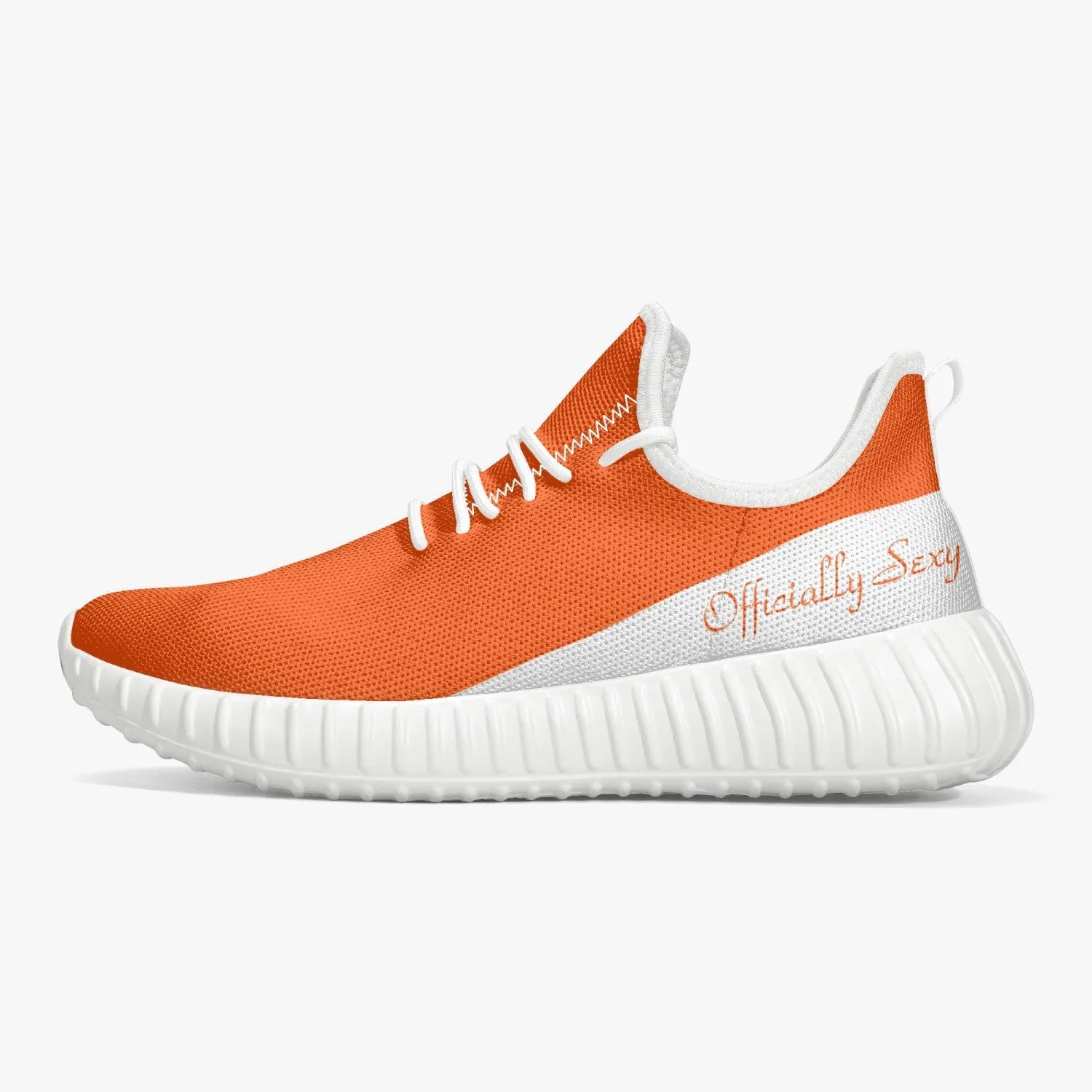 Officially Sexy Orange & White Laser Mesh Knit Sneakers - With White or Black Sole