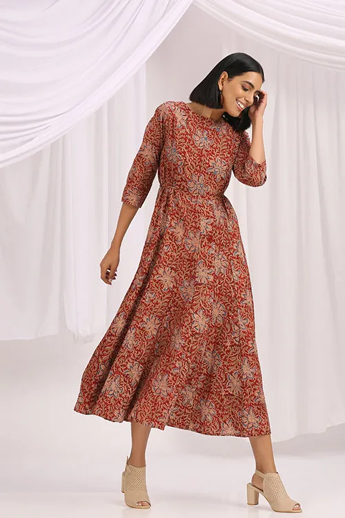 Okhai 'Khoobam' Hand Block Printed Kalamkari Dress
