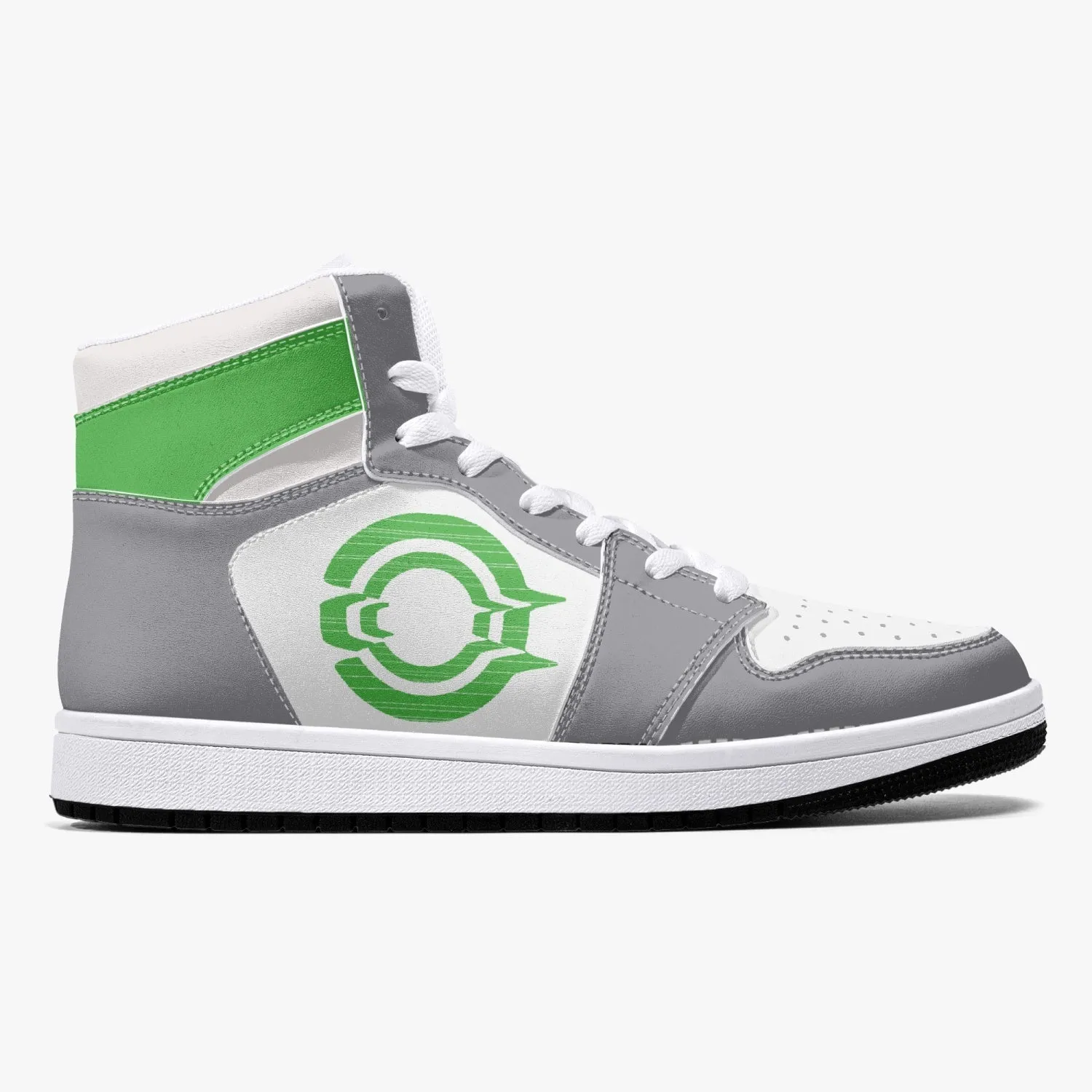 OOTAMAWAE Original Brand High-Top Leather Sneakers - Grey Green logo