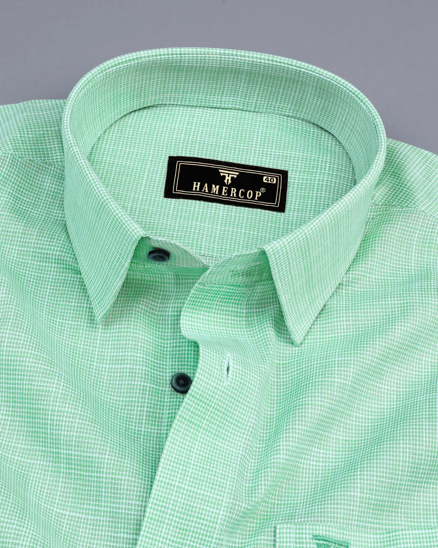 Opsin Green Houndstooth Check Amsler Cotton Shirt