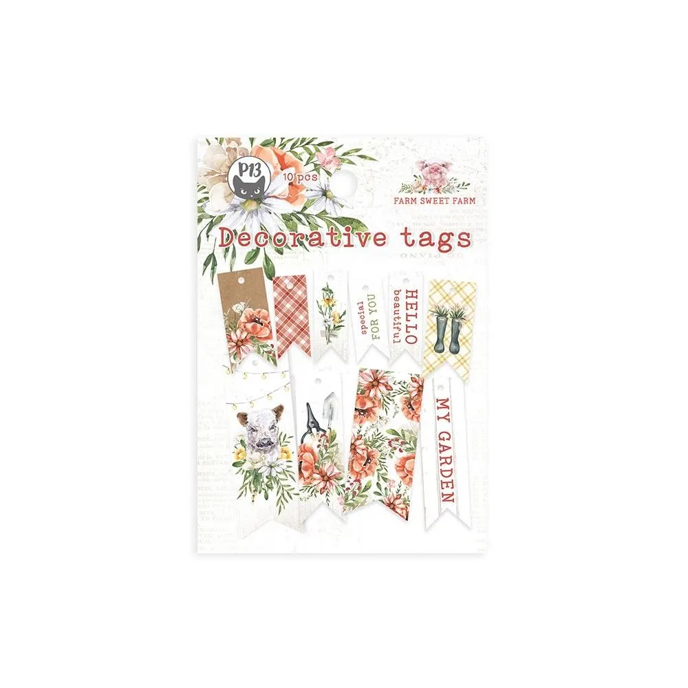 P13 Farm Sweet Farm Double-Sided Cardstock Tags 10 pack  #02*