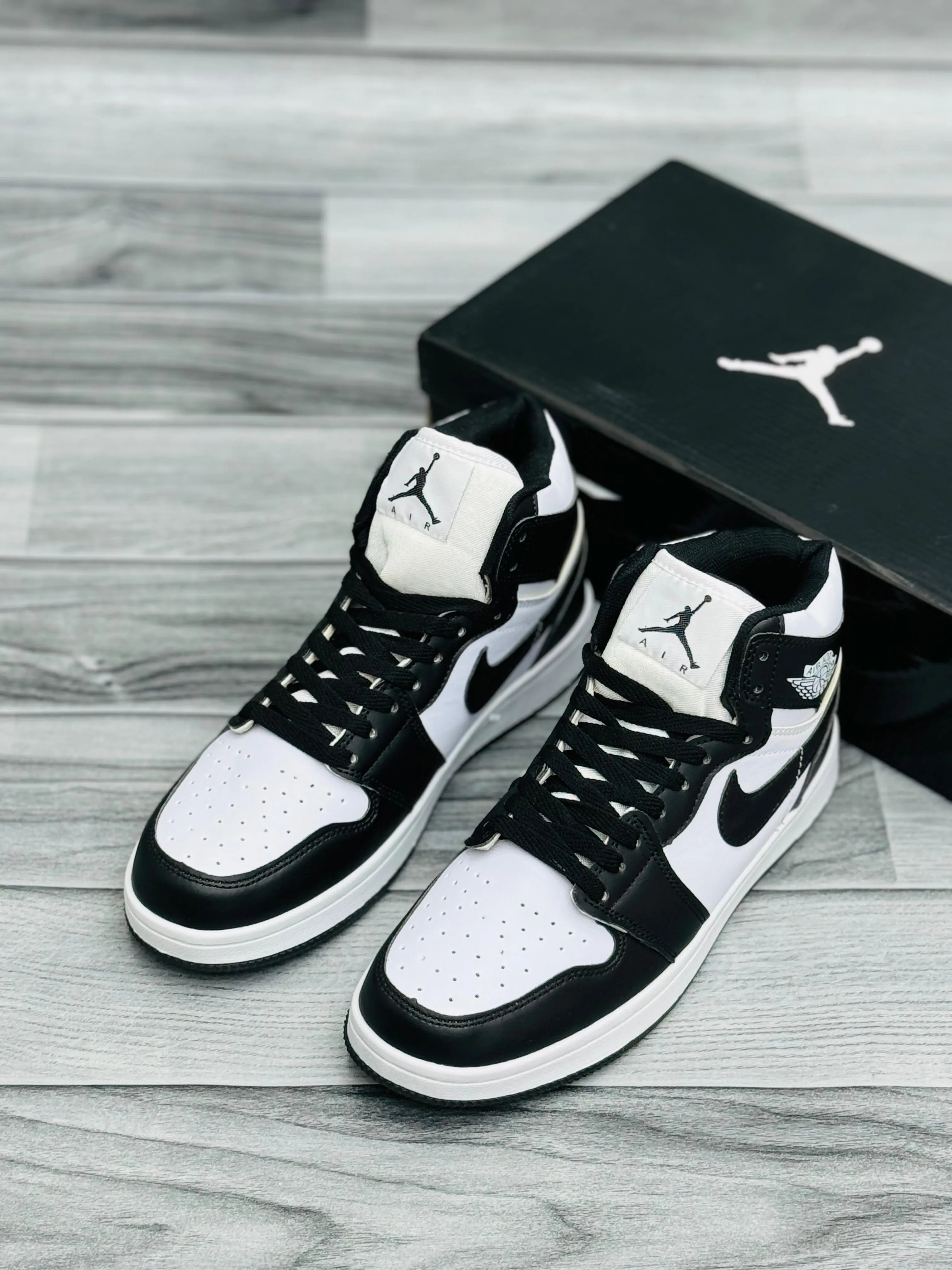Panda Black & White Air High-Top Sneakers – Timeless Streetwear