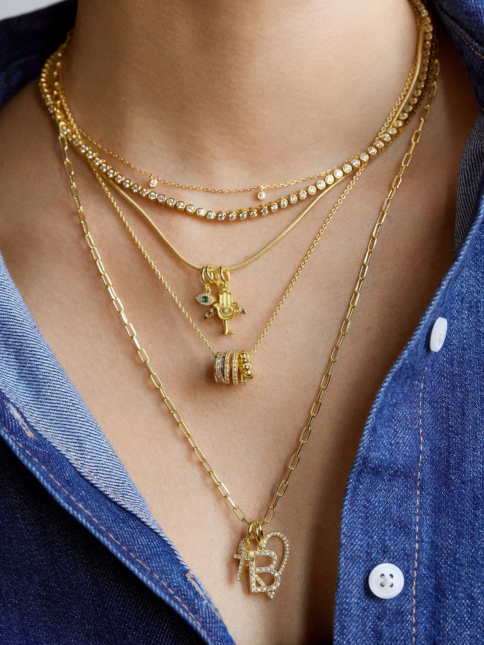 Pavé Initial Cluster Charm - V