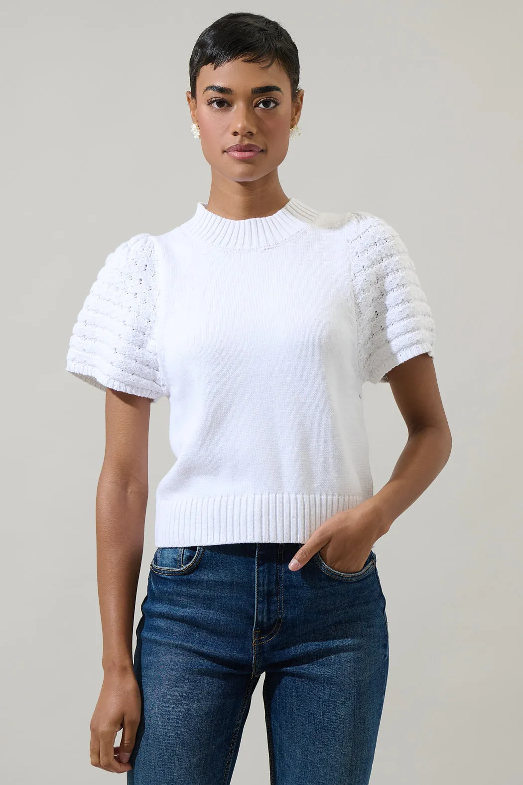 Pearla Crochet Sleeve Sweater