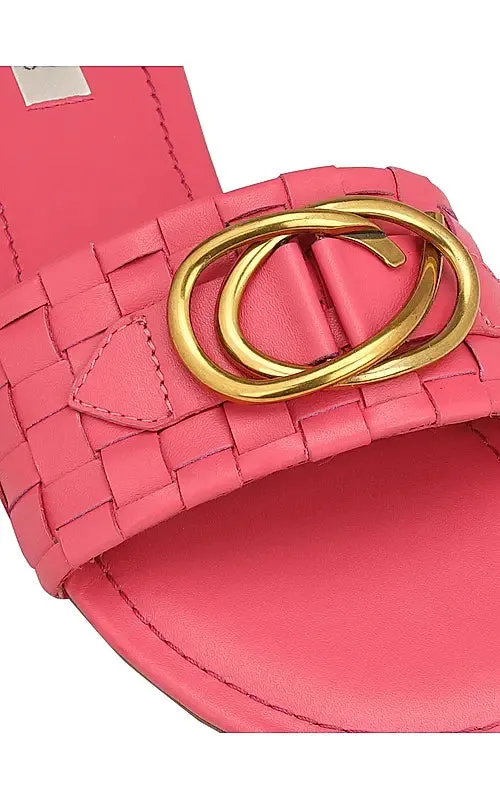 Pink Sliders With Gold Embellishment