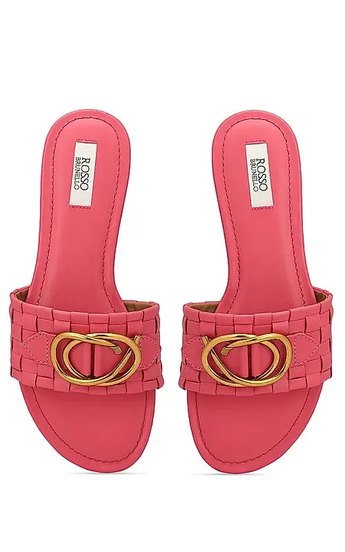 Pink Sliders With Gold Embellishment