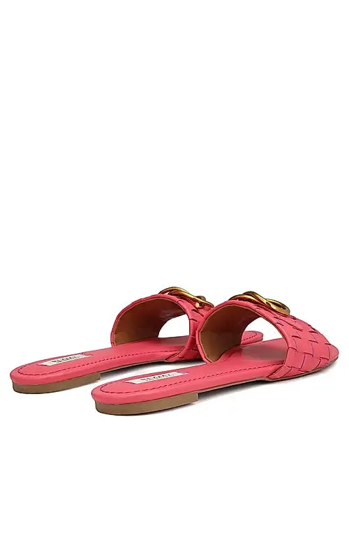 Pink Sliders With Gold Embellishment