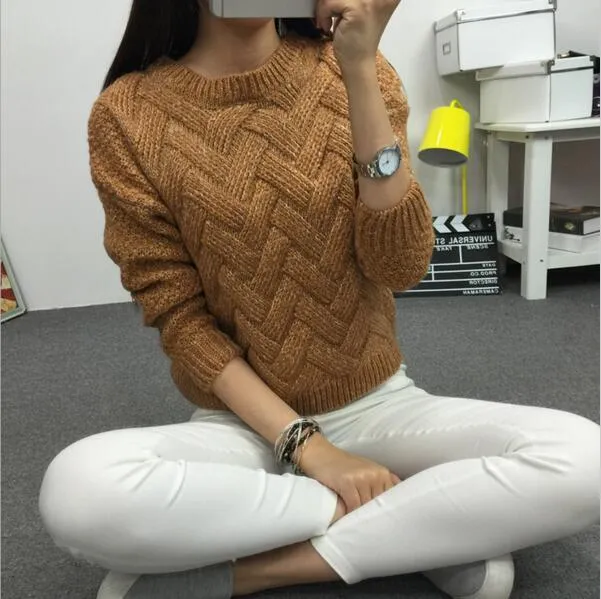 Plaid O-neck Pullover Sweater