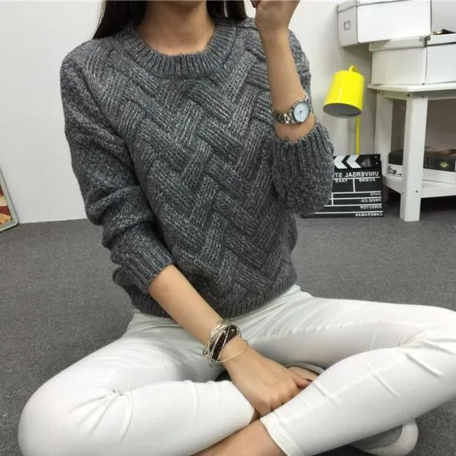 Plaid O-neck Pullover Sweater