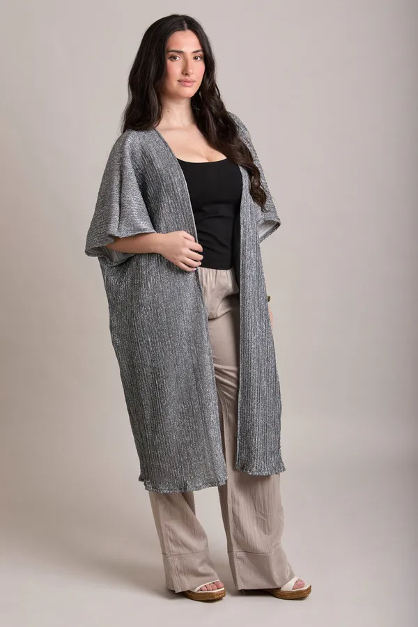Pleated Metallic Kimono