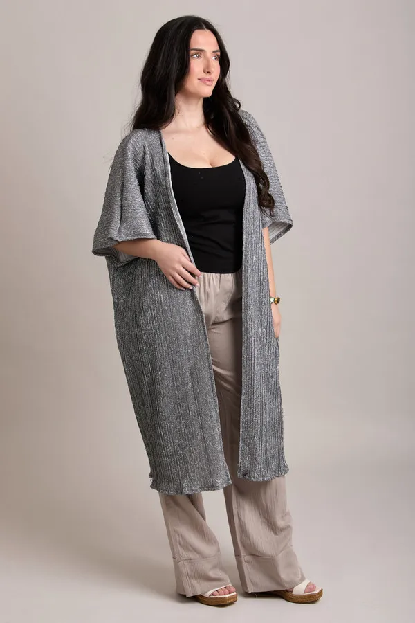 Pleated Metallic Kimono