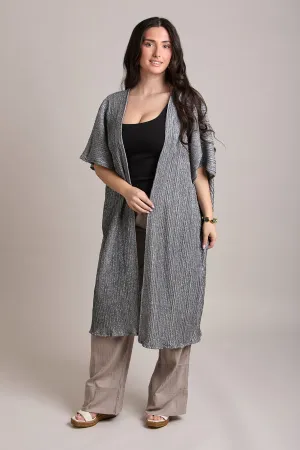 Pleated Metallic Kimono