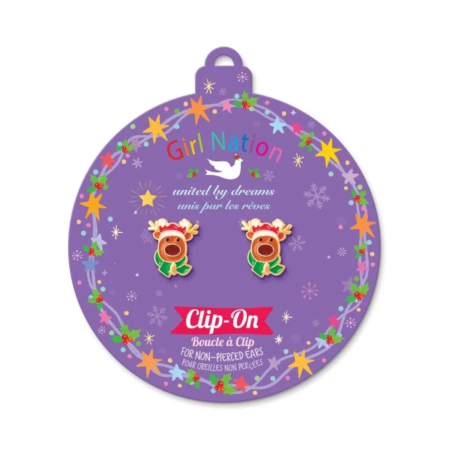 Reindeer Magic Cutie Clip On Earrings