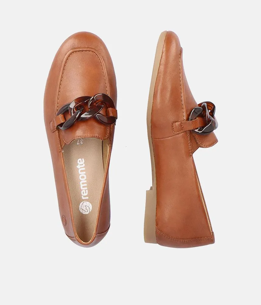 Remonte Stylish Brown Leather Slip On Shoe