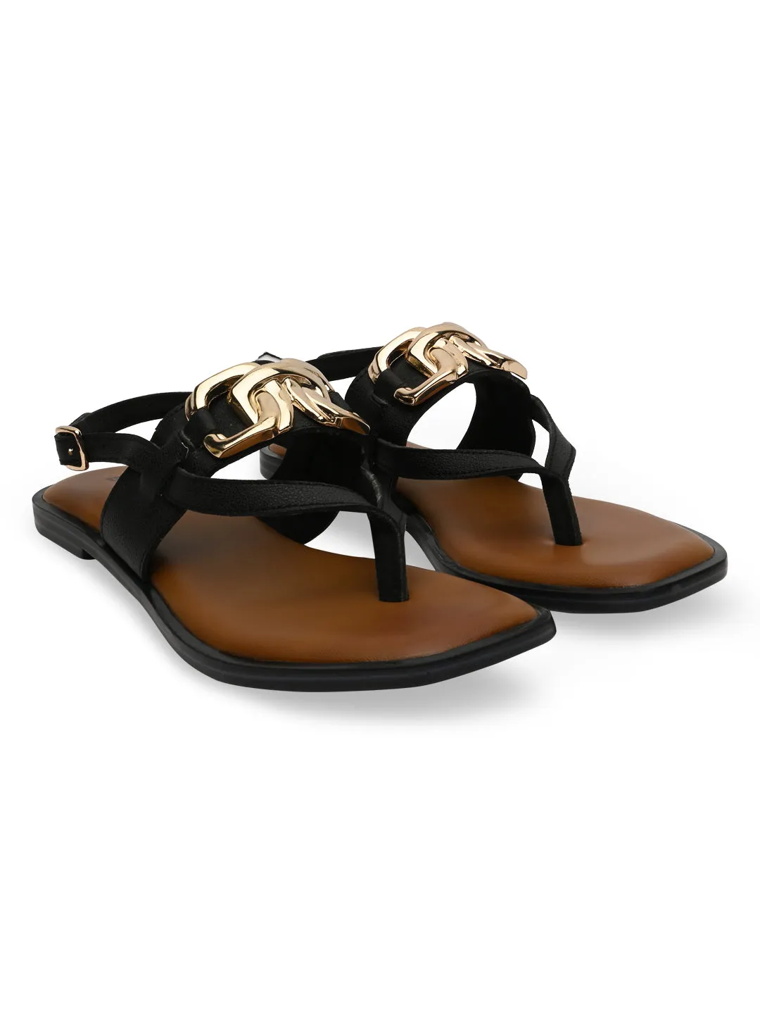 Rocia By Regal Black Women Buckled Backstrap Sandals