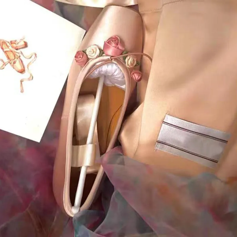 Rose Vintage Crossover Square Toe Lace-up Ballet Flats