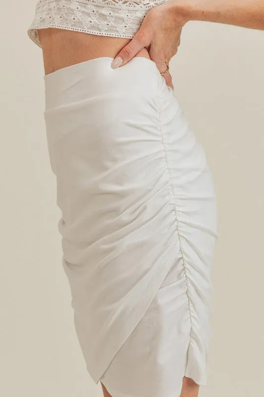Ruched High Waist Mini Skirt